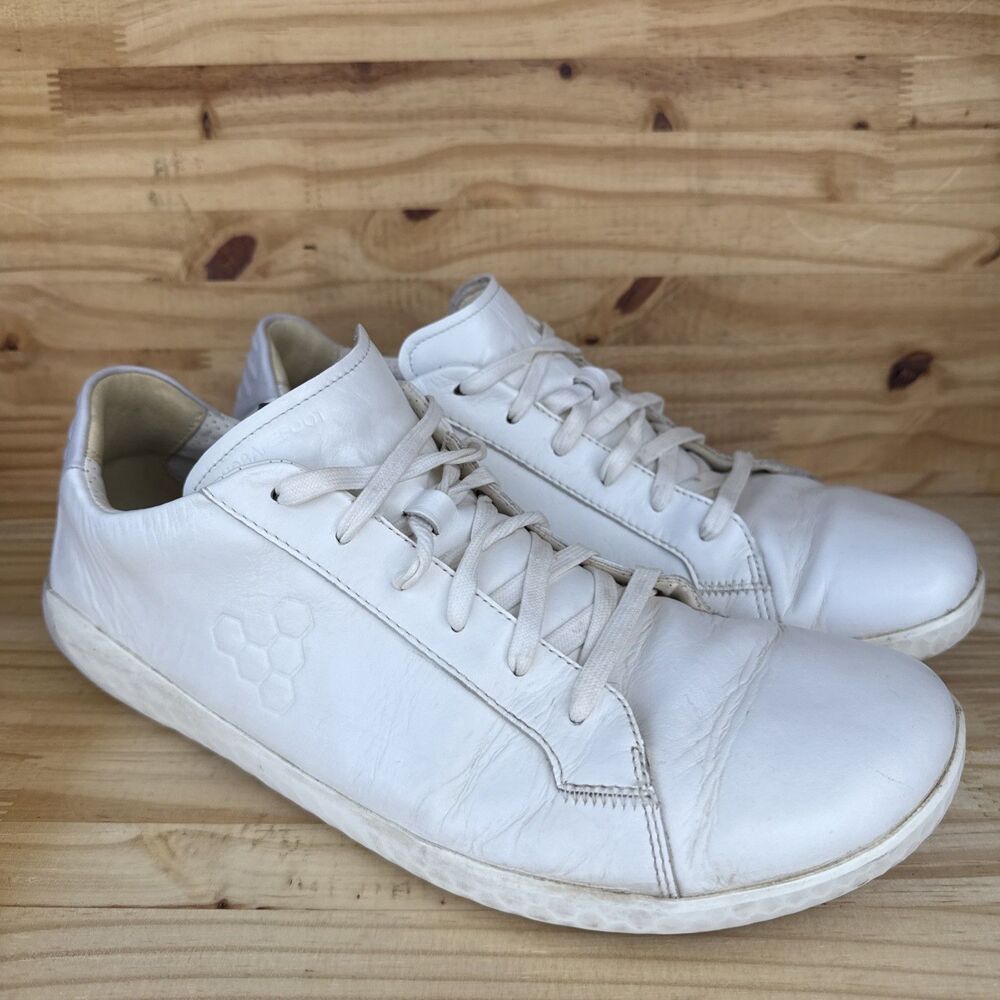 Vivobarefoot Geo Court 2 ~ Men's Size 47 (US 12) White Leather Minimalist Shoes